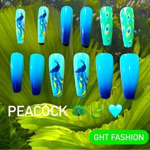 🦚🍃PEACOCK NAILS!